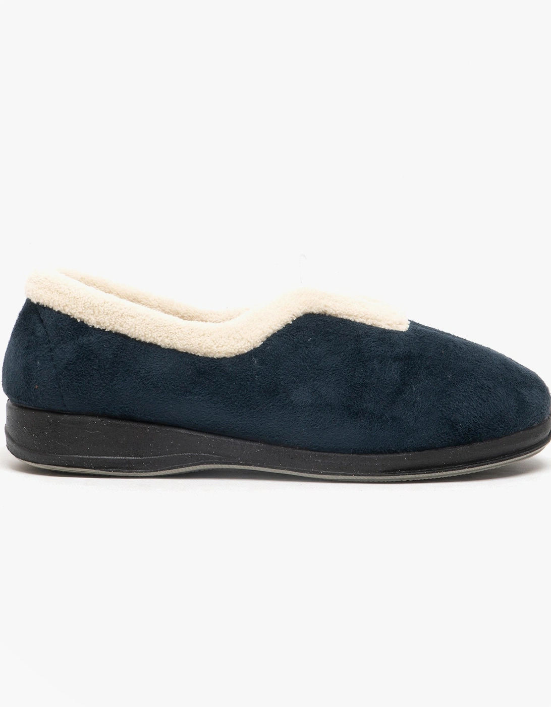 OLIVIA Womens Full Slippers Navy, 4 of 3