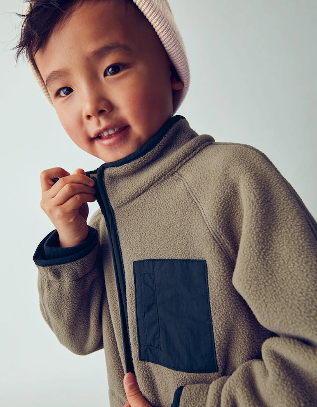 Boys Taupe Zip Up Fleece Jacket