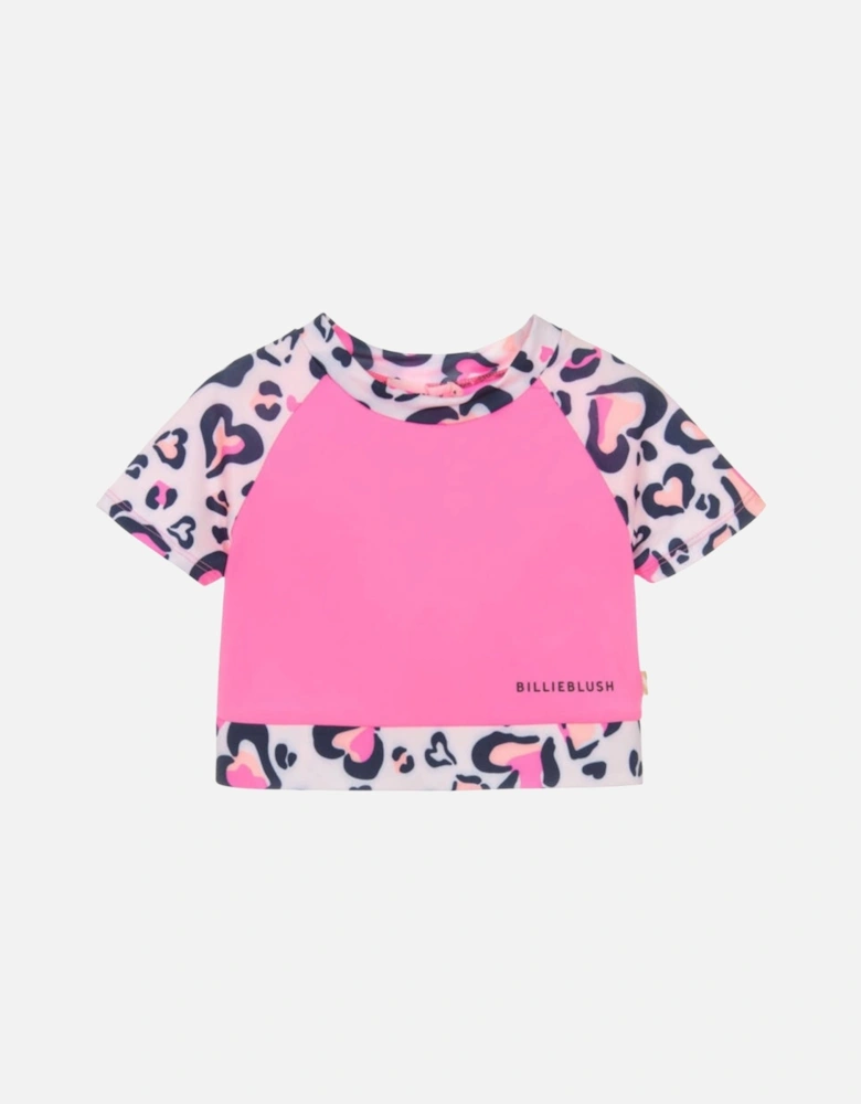 Girls Pink Heart Active Top