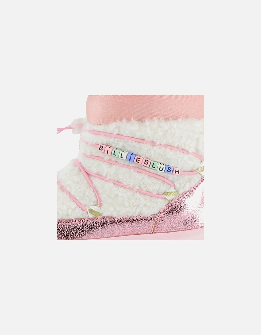 Girls Pink Boucle Snow Boots