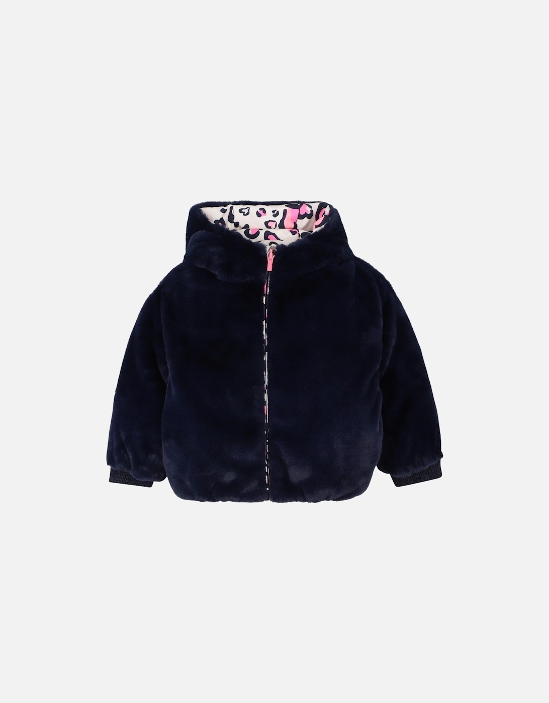 Girls Pink Heart Reversible Puffer Coat