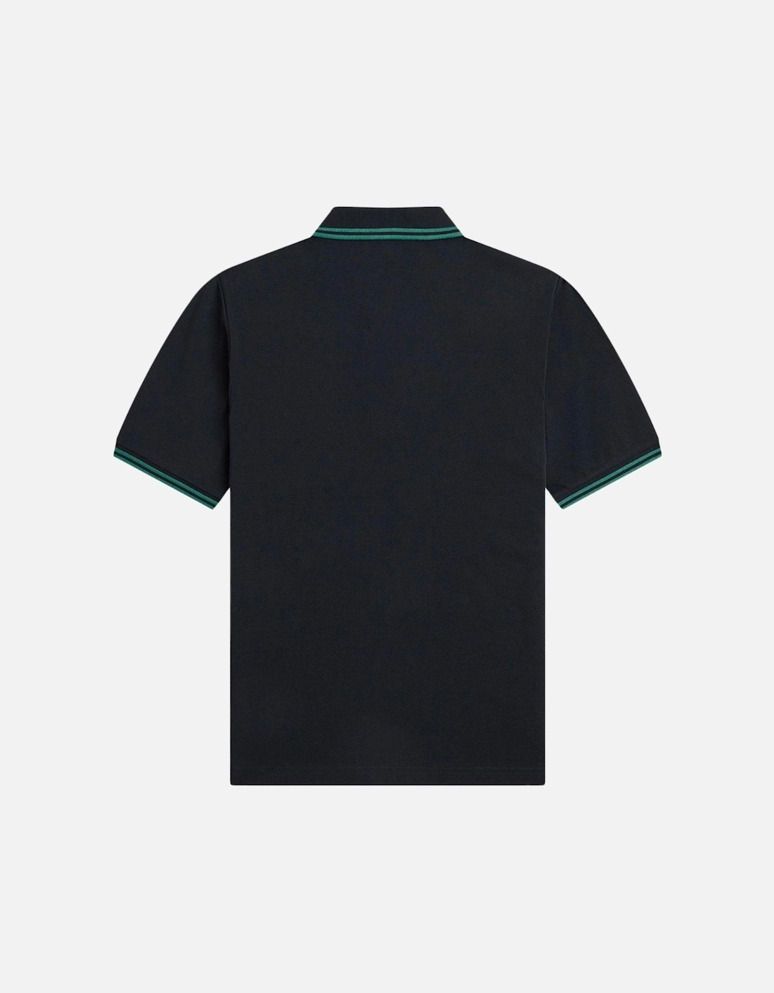 Turquoise Twin Tipped Collar Black Polo Shirt