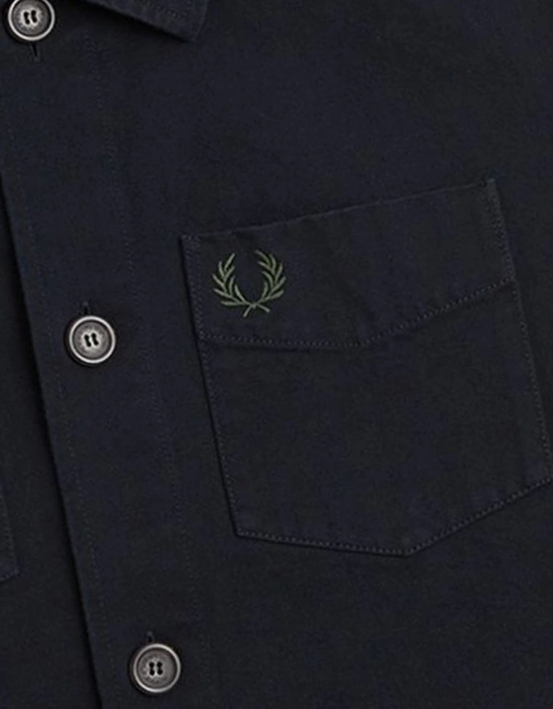 Plain Black Twill Over Shirt Jacket