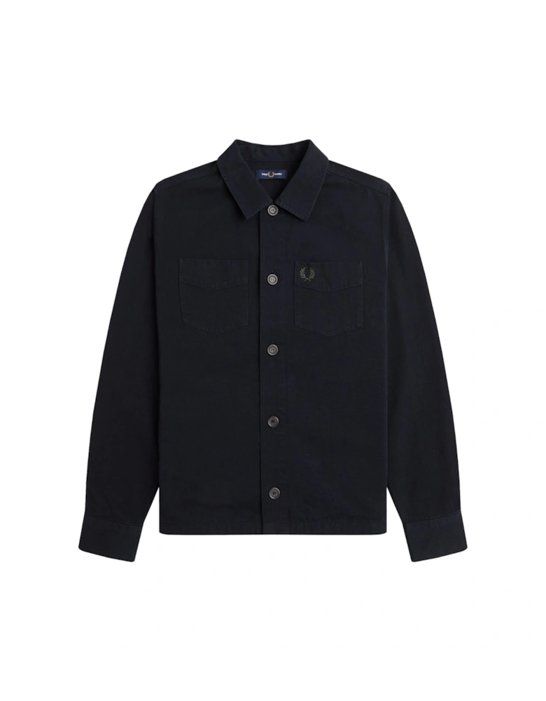 Plain Black Twill Over Shirt Jacket