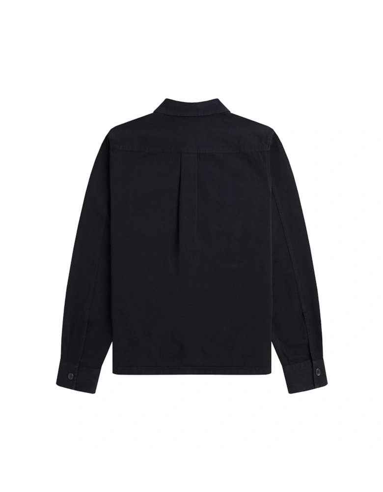 Plain Black Twill Over Shirt Jacket
