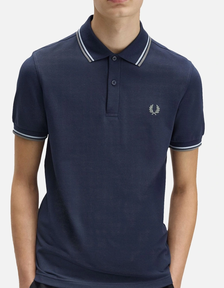 Twin Tipped Polo Shirt Dark Airforce/Light Ice/Bayleaf