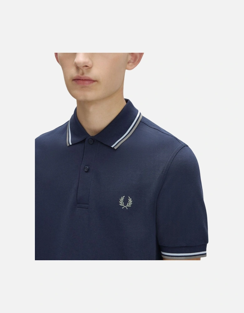 Twin Tipped Polo Shirt Dark Airforce/Light Ice/Bayleaf