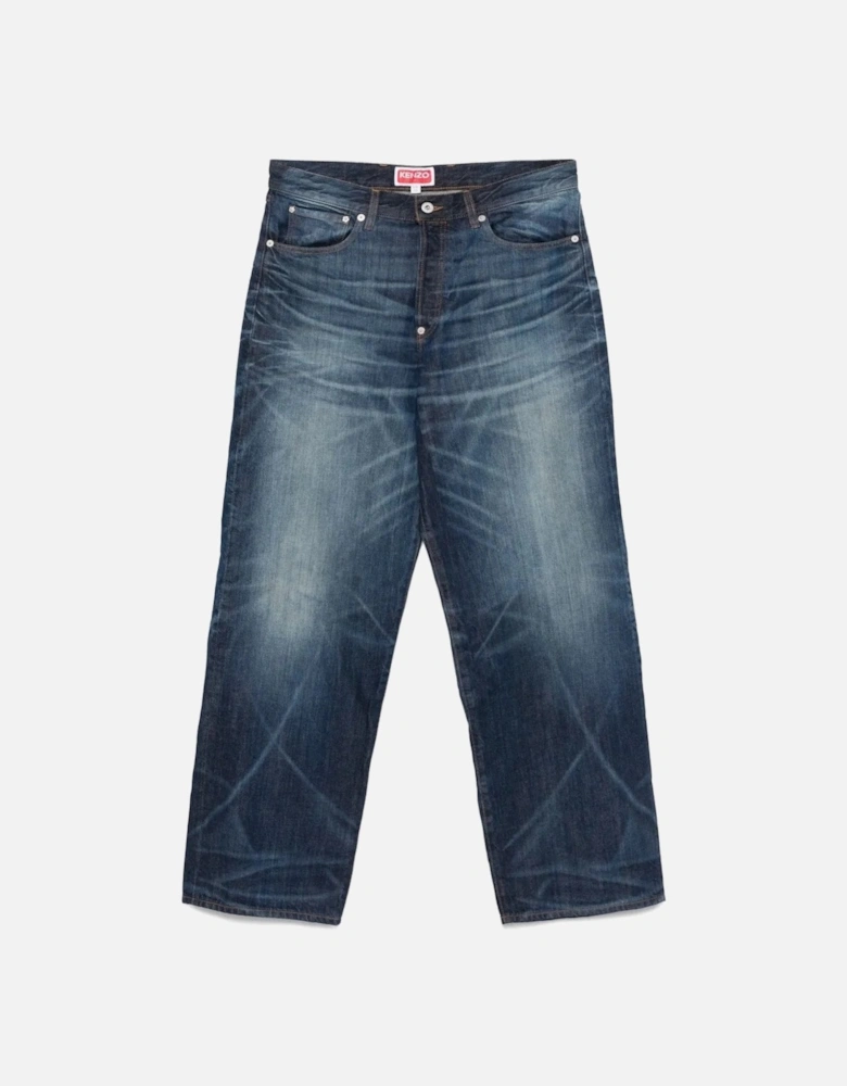 Turn Up Wide Fit Jeans Blue