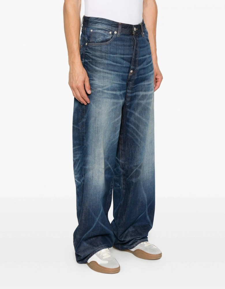 Turn Up Wide Fit Jeans Blue