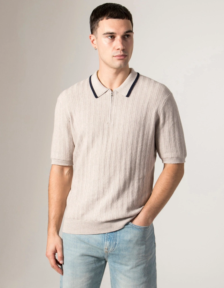 Bury Quarter Zip Knit Polo Shirt