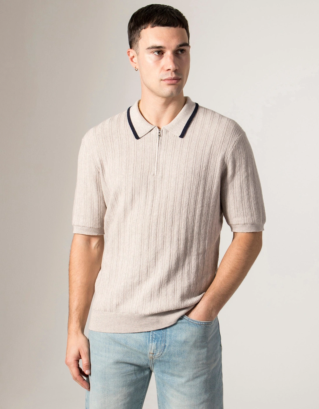 Bury Quarter Zip Knit Polo Shirt