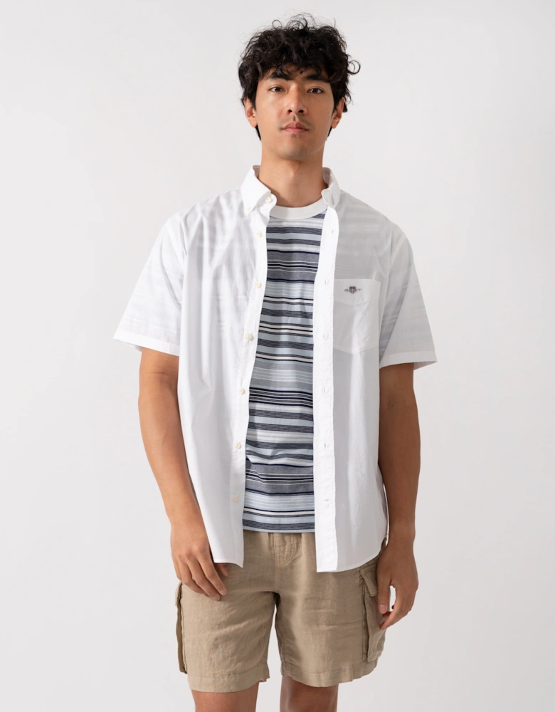 Mens Regular Fit Short Sleeve Poplin Shirt - 110 White