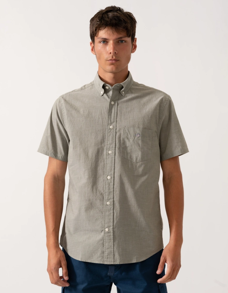 Mens Regular Fit Short Sleeve Poplin Shirt - 303 Moss Green