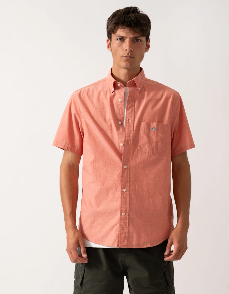 Mens Regular Fit Short Sleeve Poplin Shirt - 845 Deep Orange