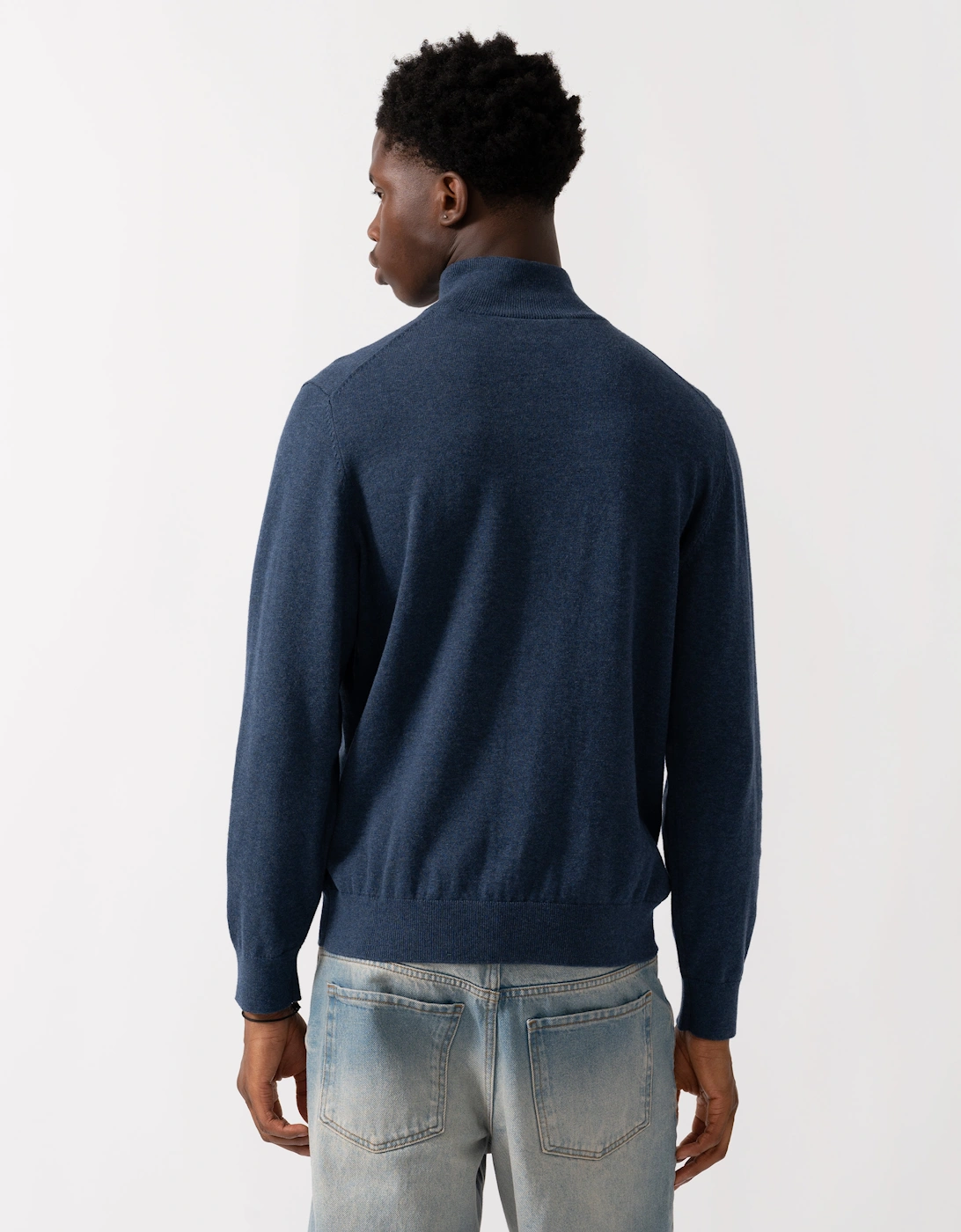 Mens Classic Cotton Half Zip Jumper - 902 Dark Jeansblue Melange