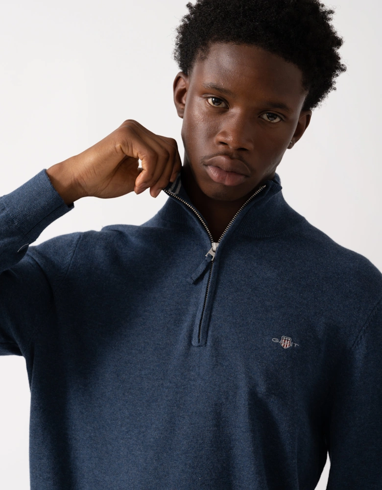 Mens Classic Cotton Half Zip Jumper - 902 Dark Jeansblue Melange