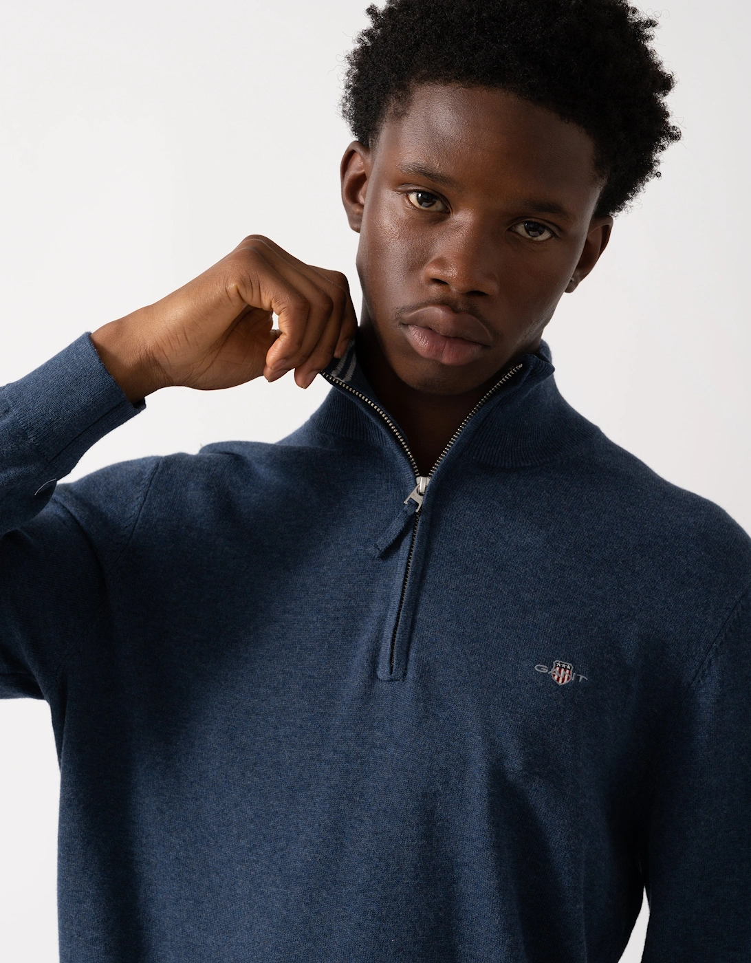 Mens Classic Cotton Half Zip Jumper - 902 Dark Jeansblue Melange