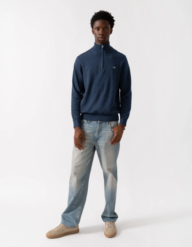 Mens Classic Cotton Half Zip Jumper - 902 Dark Jeansblue Melange