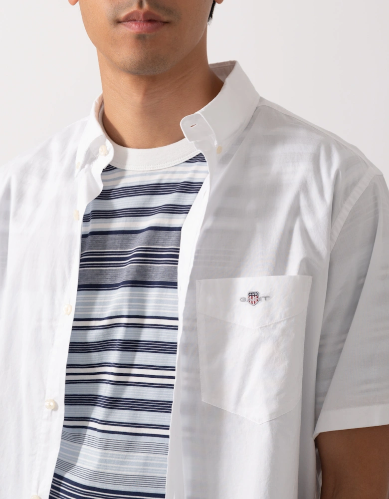 Mens Regular Fit Short Sleeve Poplin Shirt - 110 White