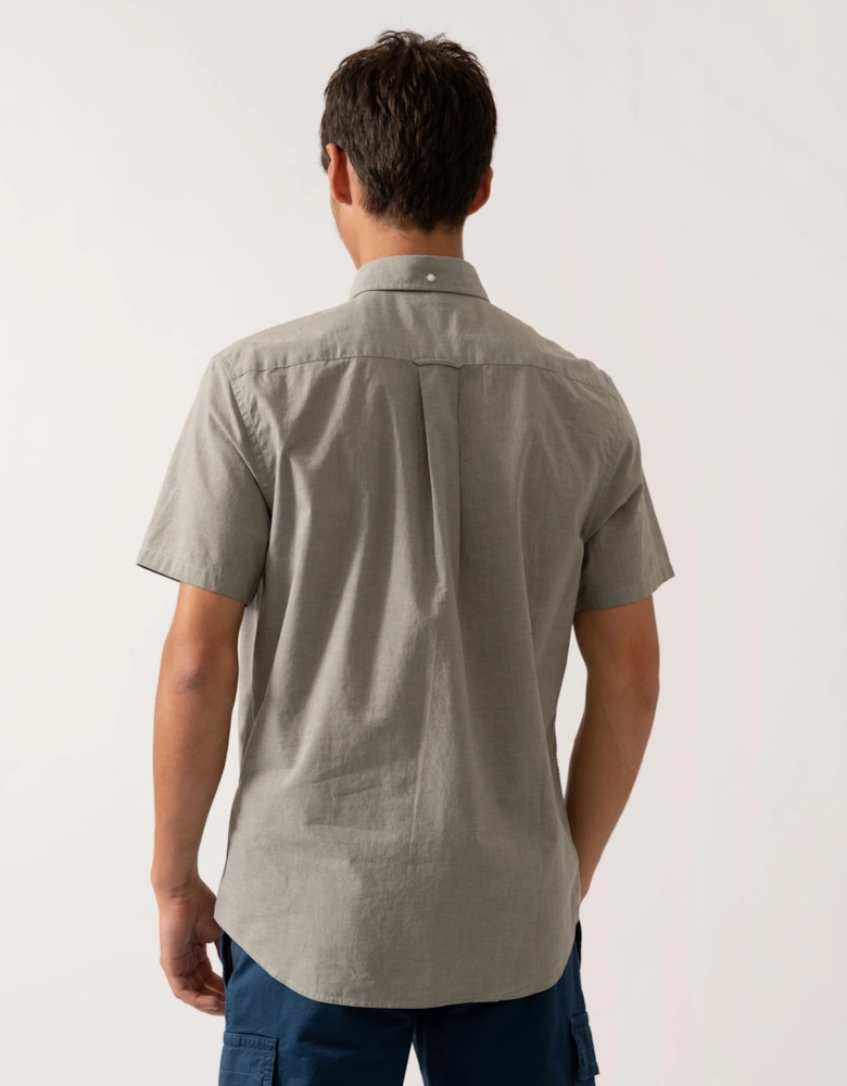 Mens Regular Fit Short Sleeve Poplin Shirt - 303 Moss Green