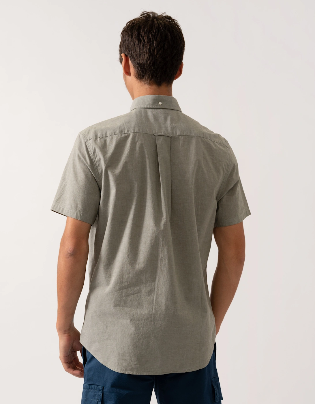 Mens Regular Fit Short Sleeve Poplin Shirt - 303 Moss Green