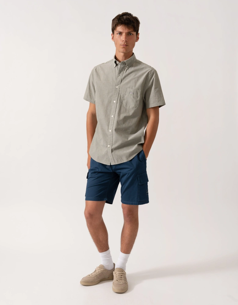 Mens Regular Fit Short Sleeve Poplin Shirt - 303 Moss Green