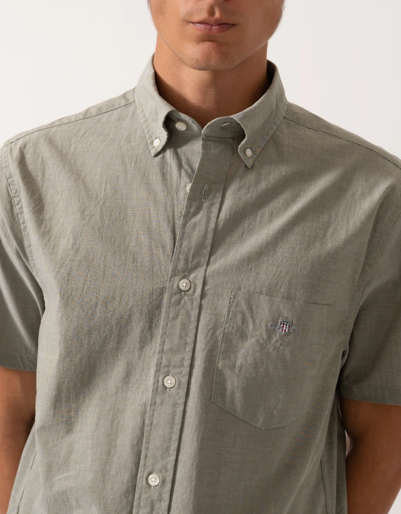 Mens Regular Fit Short Sleeve Poplin Shirt - 303 Moss Green