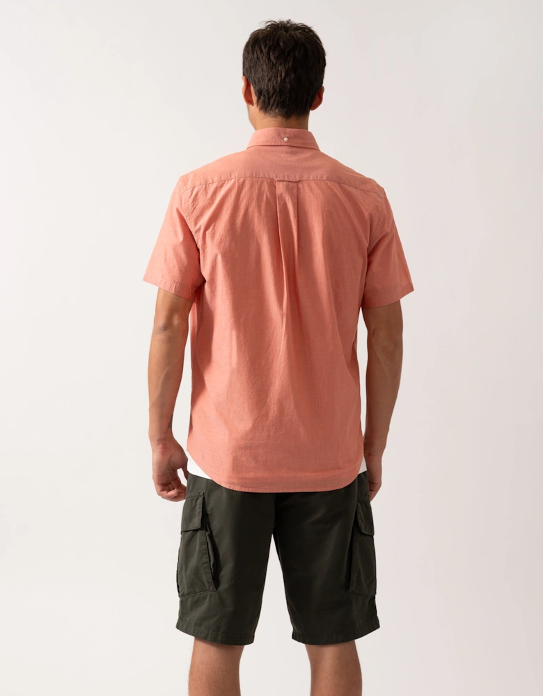Mens Regular Fit Short Sleeve Poplin Shirt - 845 Deep Orange