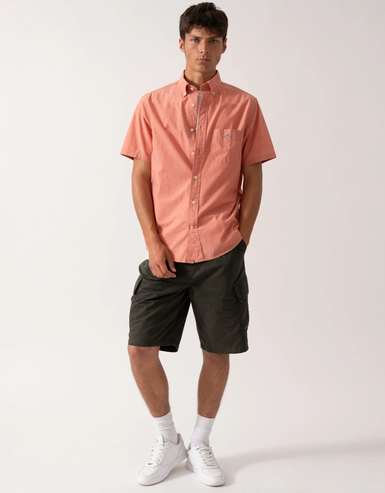 Mens Regular Fit Short Sleeve Poplin Shirt - 845 Deep Orange