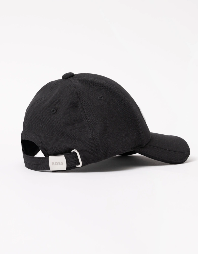 BOSS Green Cap-US-1 Mens Knitted-Piqué Six-Panel Cap with Embroidered Logo - Black 002