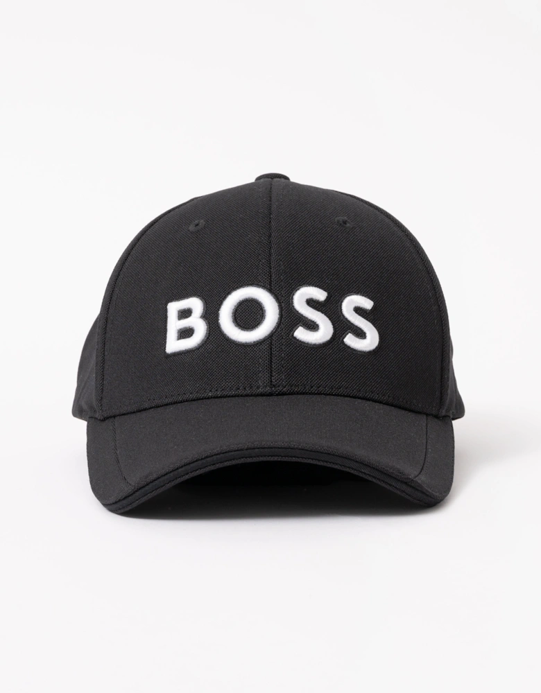 BOSS Green Cap-US-1 Mens Knitted-Piqué Six-Panel Cap with Embroidered Logo - Black 002