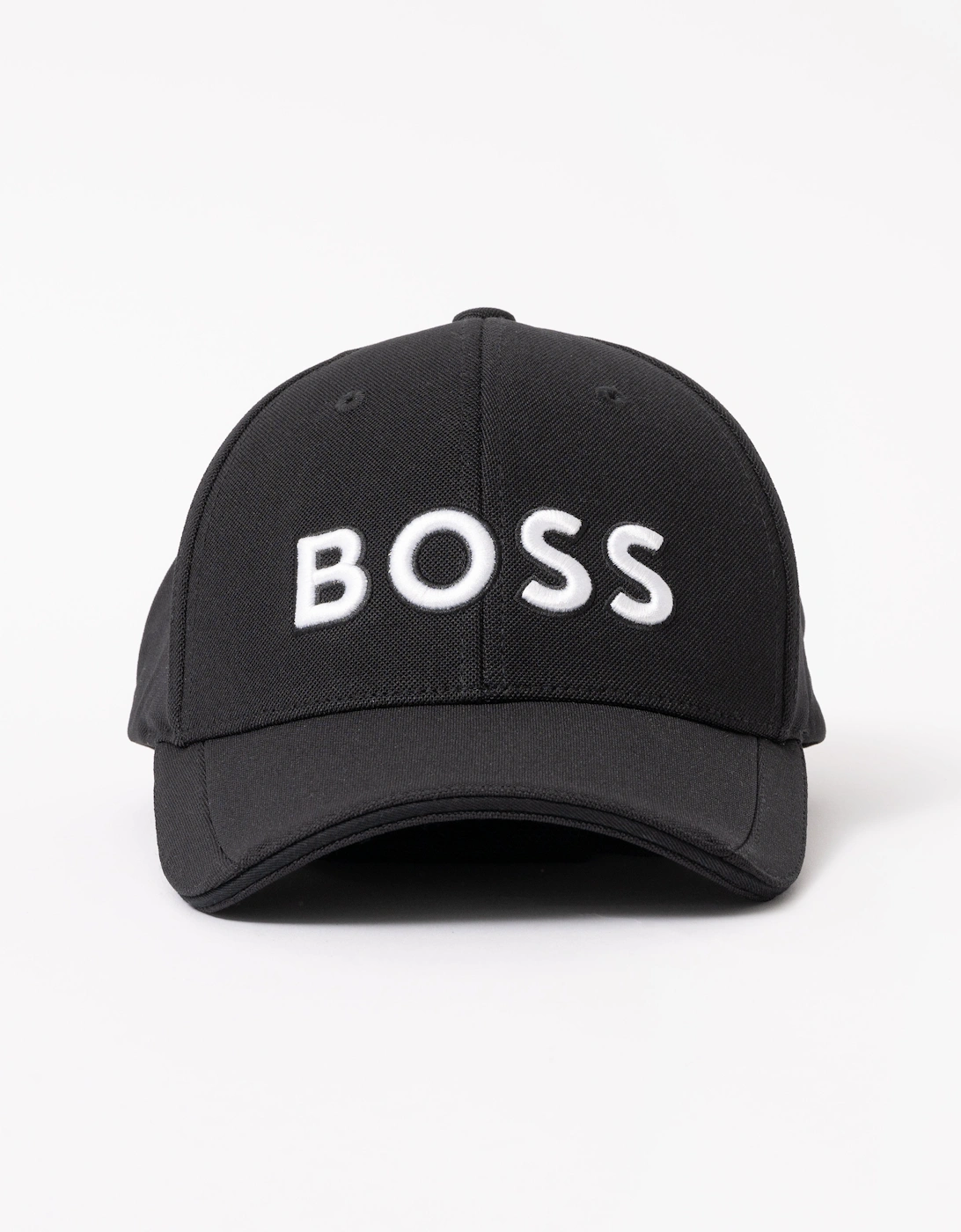 BOSS Green Cap-US-1 Mens Knitted-Piqué Six-Panel Cap with Embroidered Logo - Black 002