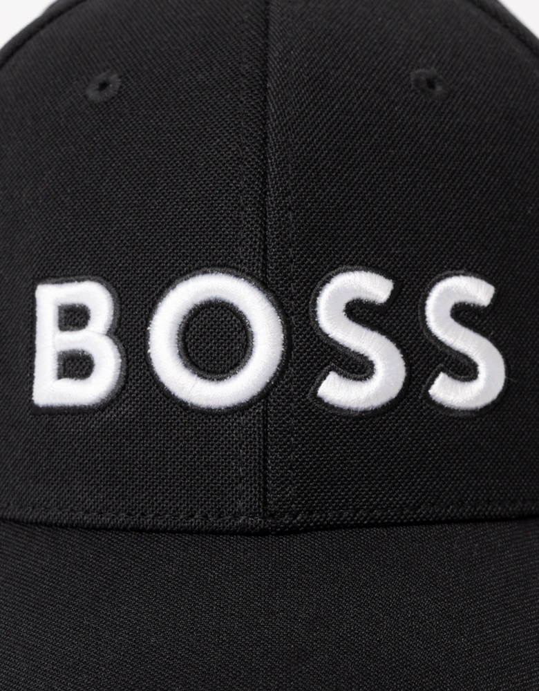 BOSS Green Cap-US-1 Mens Knitted-Piqué Six-Panel Cap with Embroidered Logo - Black 002