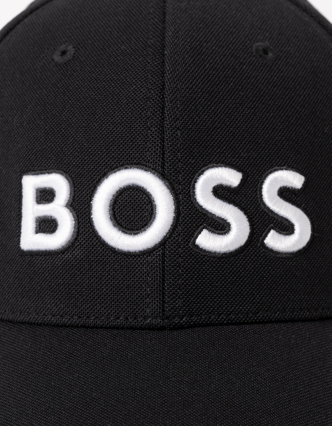 BOSS Green Cap-US-1 Mens Knitted-Piqué Six-Panel Cap with Embroidered Logo - Black 002