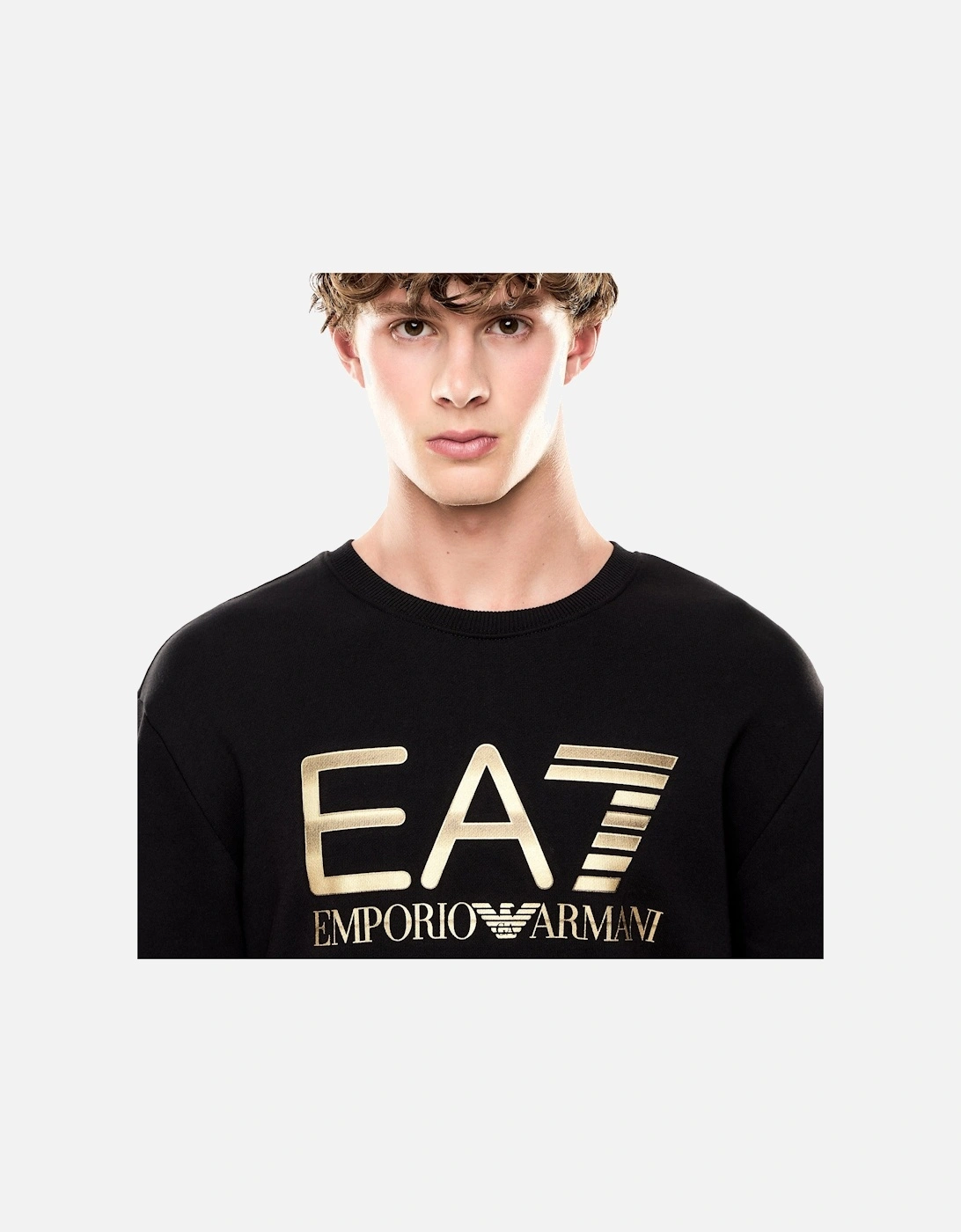 Emporio Armani Logo Series Cotton Sweatshirt Black/Gold