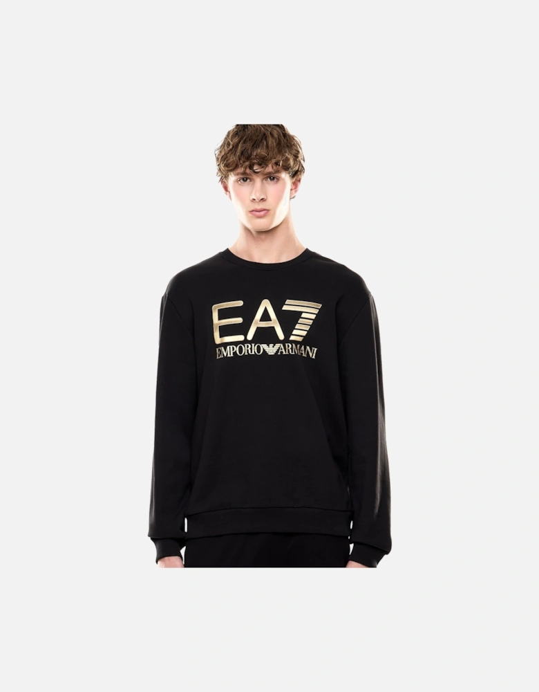 Emporio Armani Logo Series Cotton Sweatshirt Black/Gold