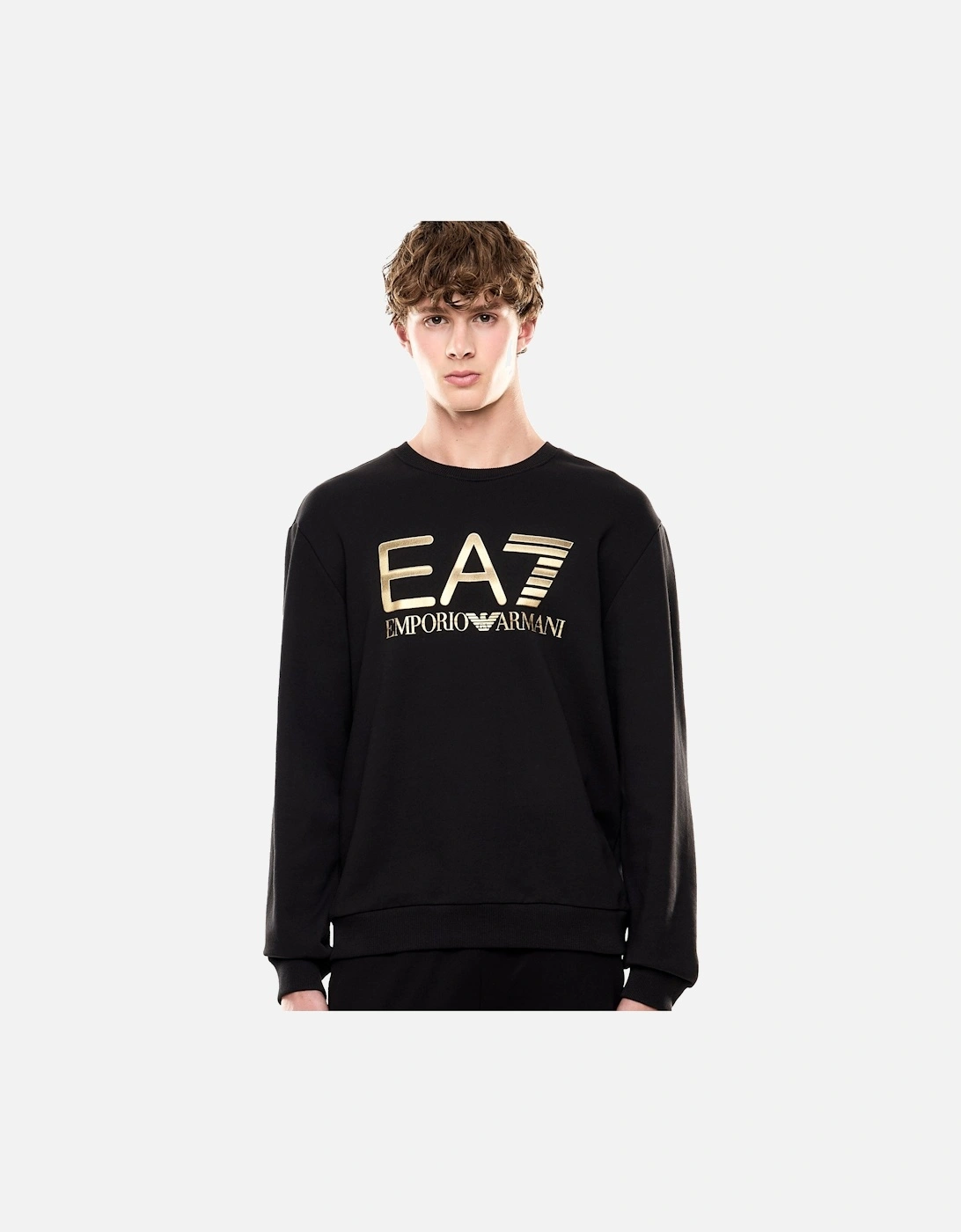 Emporio Armani Logo Series Cotton Sweatshirt Black/Gold