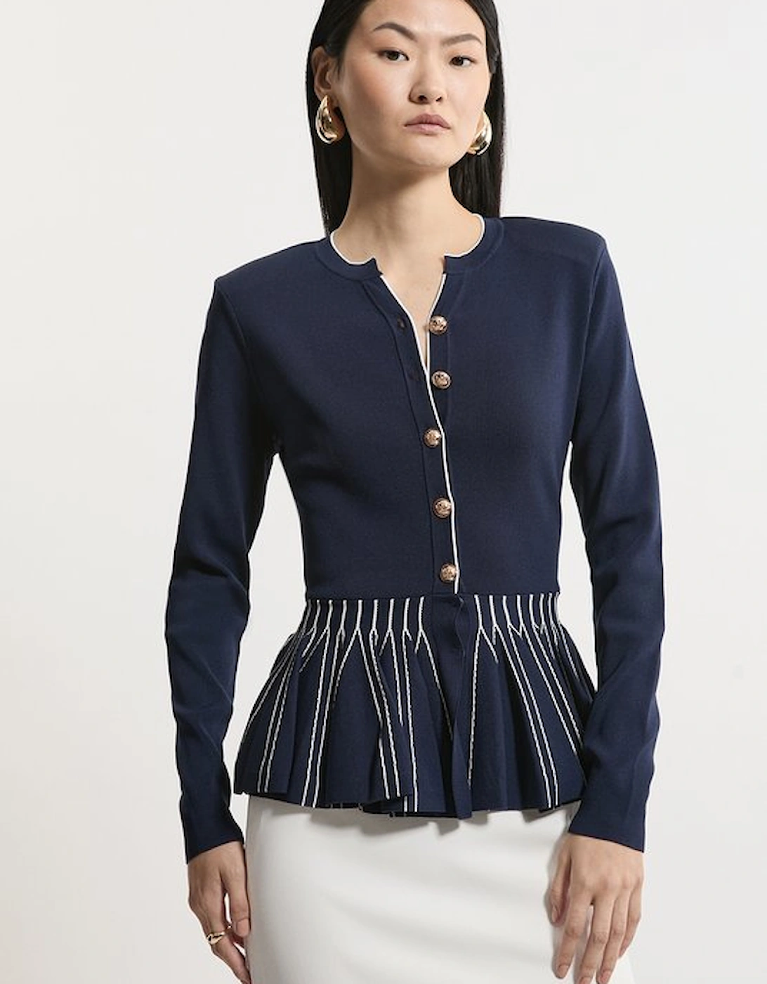 Viscose Blend Knit Peplum Jacket, 4 of 3