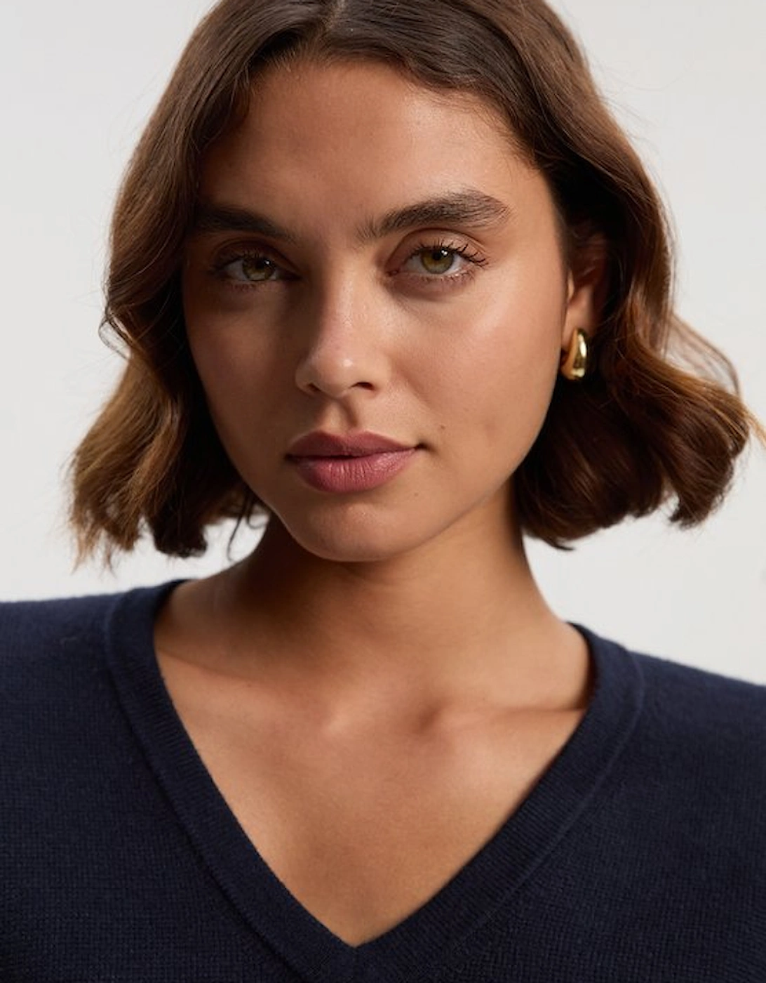 Compact Wool Look V Neck Batwing Knit Jumper