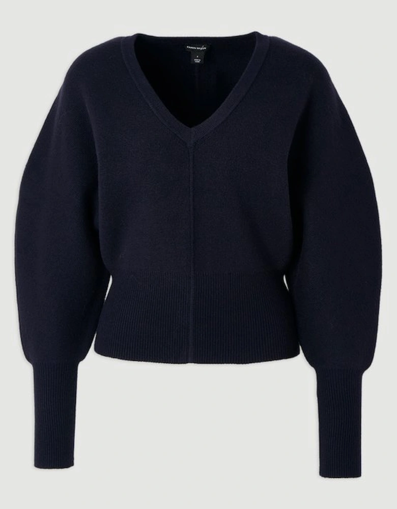 Compact Wool Look V Neck Batwing Knit Jumper