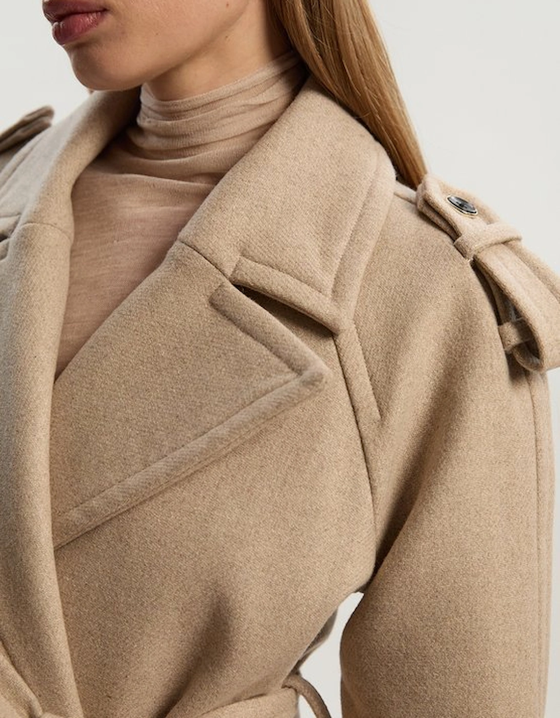 Wool Tailored Belted Midi Coat