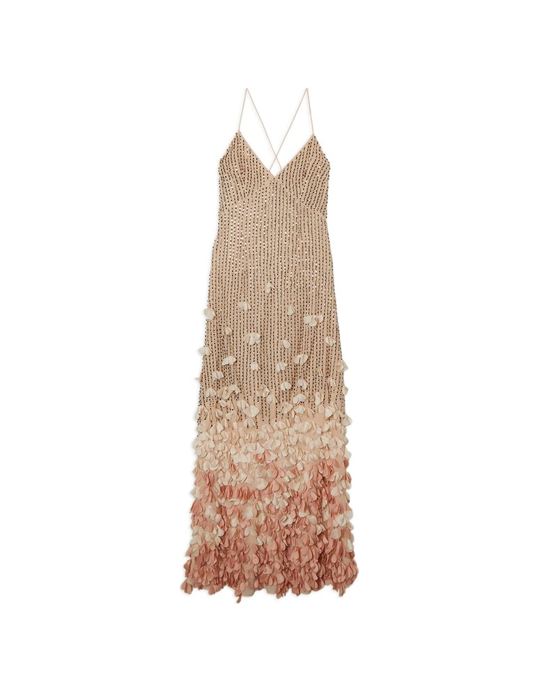 Crystal Applique Woven Strappy Maxi Dress