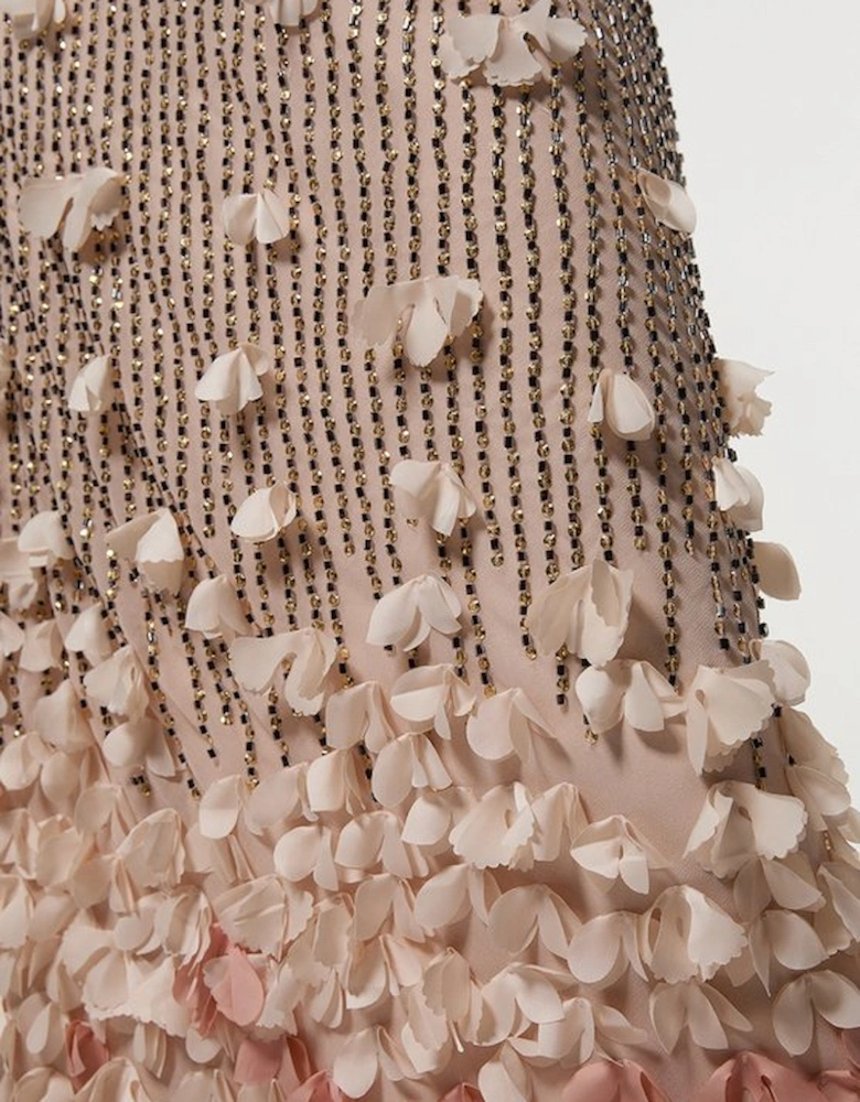 Crystal Applique Woven Strappy Maxi Dress