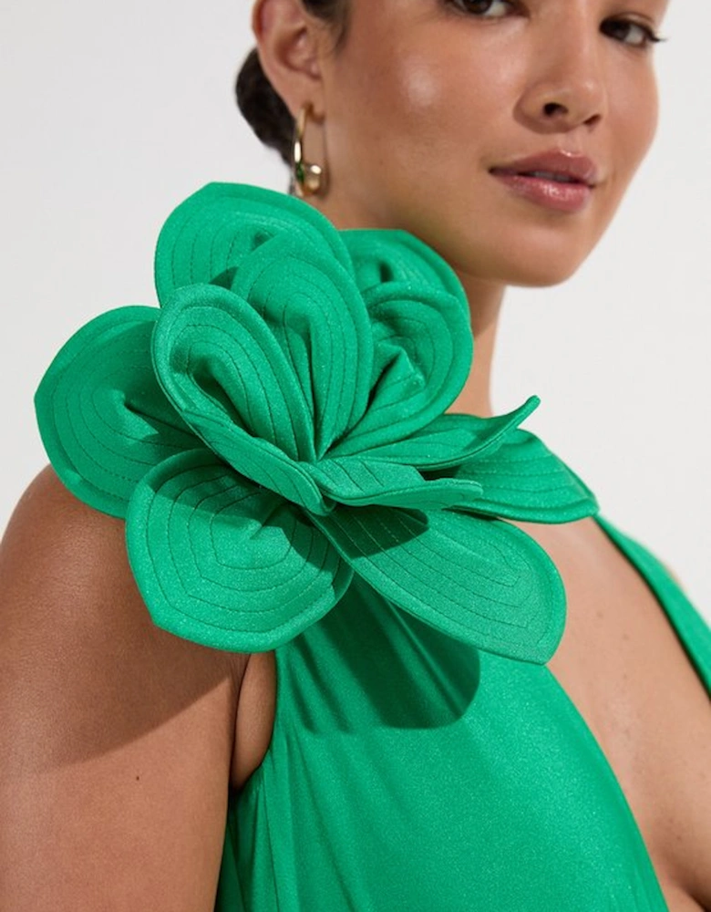 Flower Corsage Plunge Swimsuit