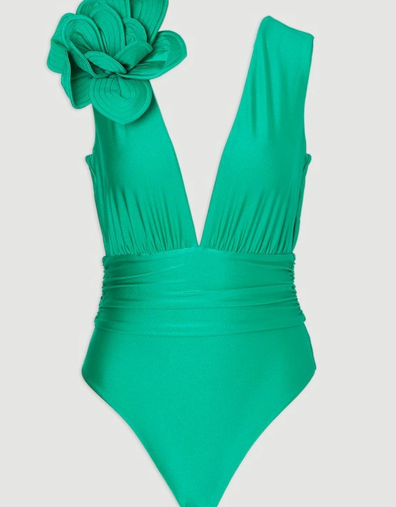 Flower Corsage Plunge Swimsuit
