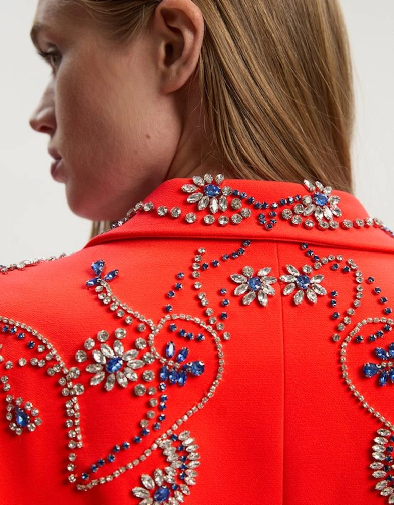 Crystal Embellished Tailored Single Breasted Blazer