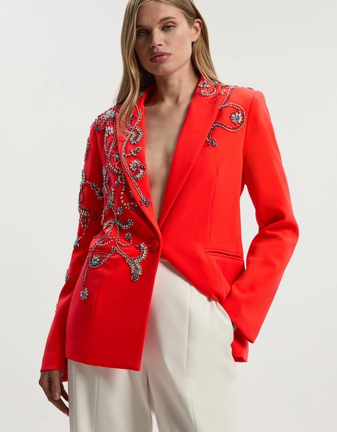 Crystal Embellished Tailored Single Breasted Blazer, 5 of 4