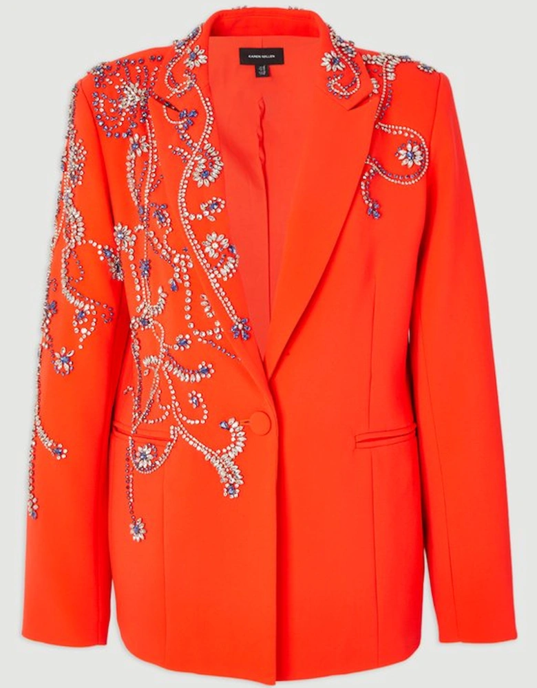 Crystal Embellished Tailored Single Breasted Blazer
