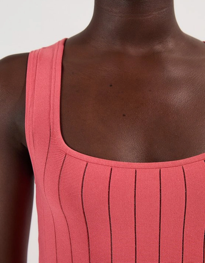 Compact Stretch Square Neck Knitted Flippy Dress