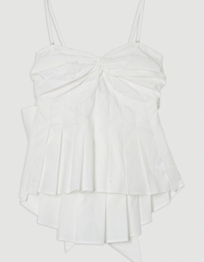 Cotton Poplin Bow Detail Woven Blouse